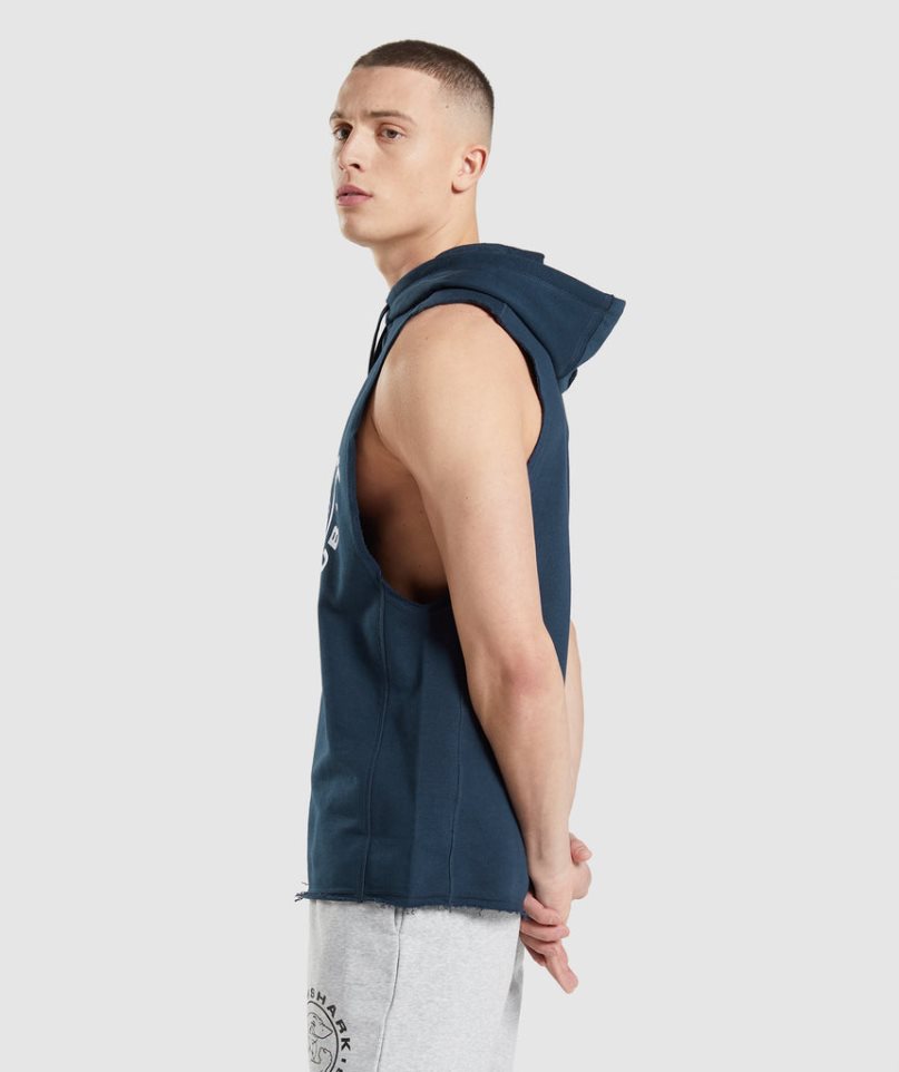 Men's Gymshark Legacy Drop Arm Hoodie Navy | NZ 4LPDIU